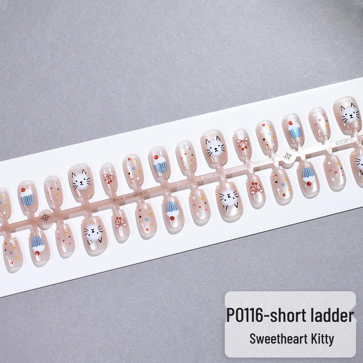 

30-Piece Cat Eye Sweetheart Bow Polka Dot Press-On Nails Set