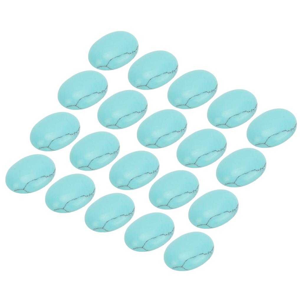 20 ks Přírodních oválných plochých kabošonů 18x13mm Vejcovité tyrkysové pro výrobu šperků a korálků