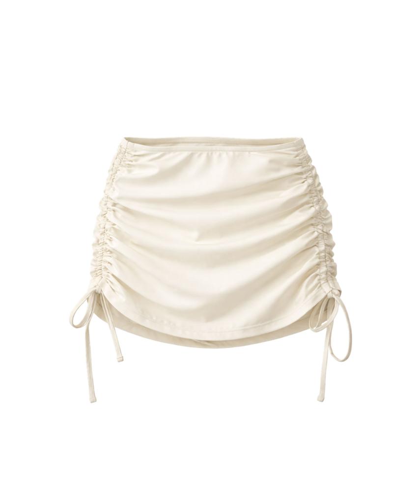 Bikini Bender Line String Shirred Swim Skirt Cover-Up - Ivory