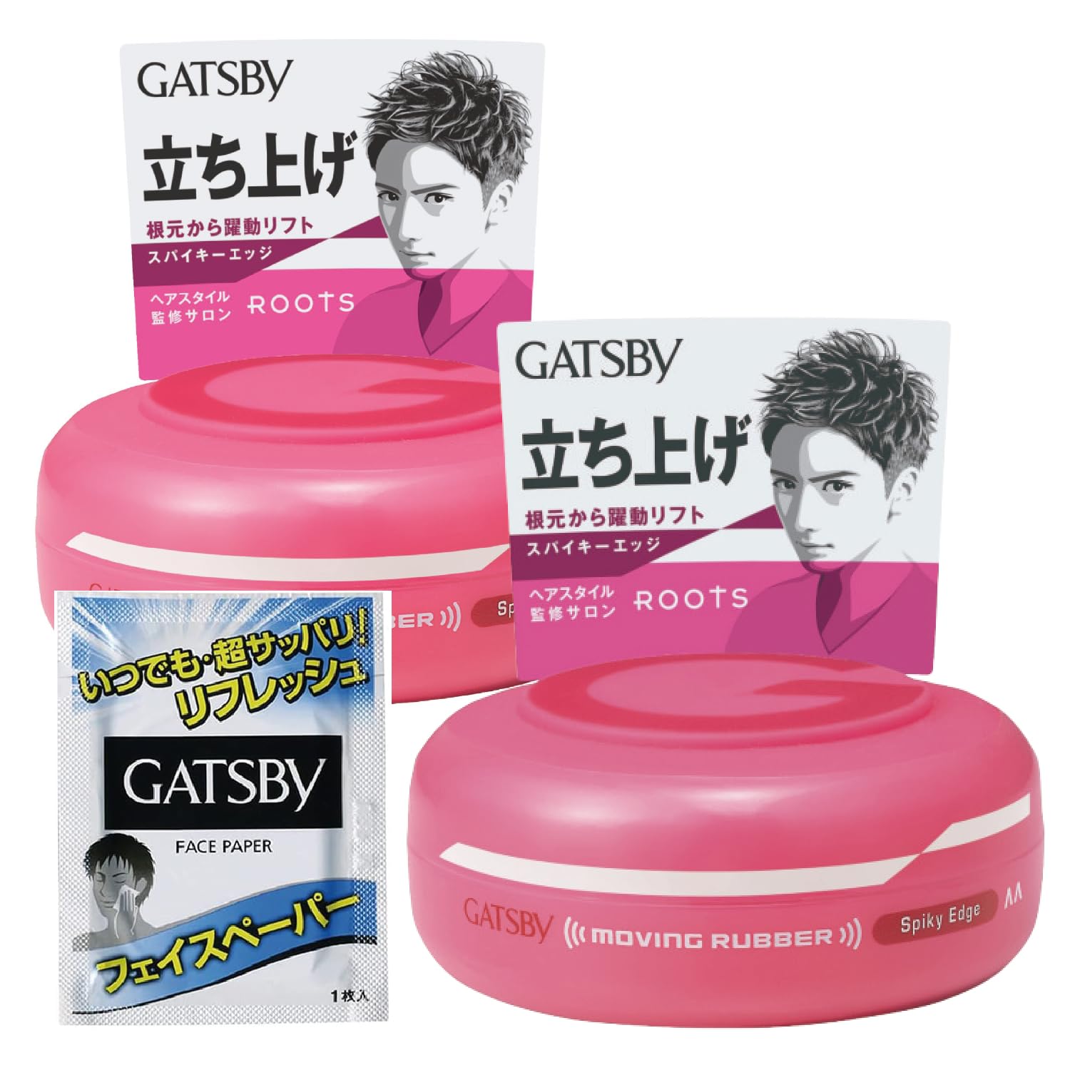 

GATSBY Moving Rubber Spiky Edge [Воск для волос мужской] 80 г x 2 + Образец (1 Очищающая салфетка)