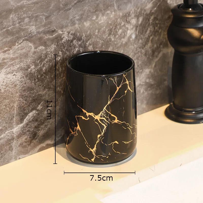 Creative Marble Texture Ceramic Toothbrush Cup Bathroom Accessories Set Soap Bottle Toothbrush Holder Soap Dish Household Tray