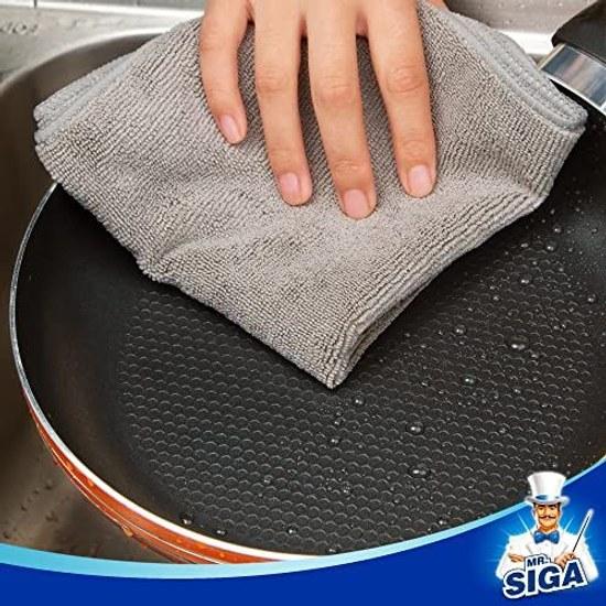 MR.SIGA microfiber cleaning cloth streak-free commercial rag kitchen dishcloth gray 32 x 32cm 12 pieces