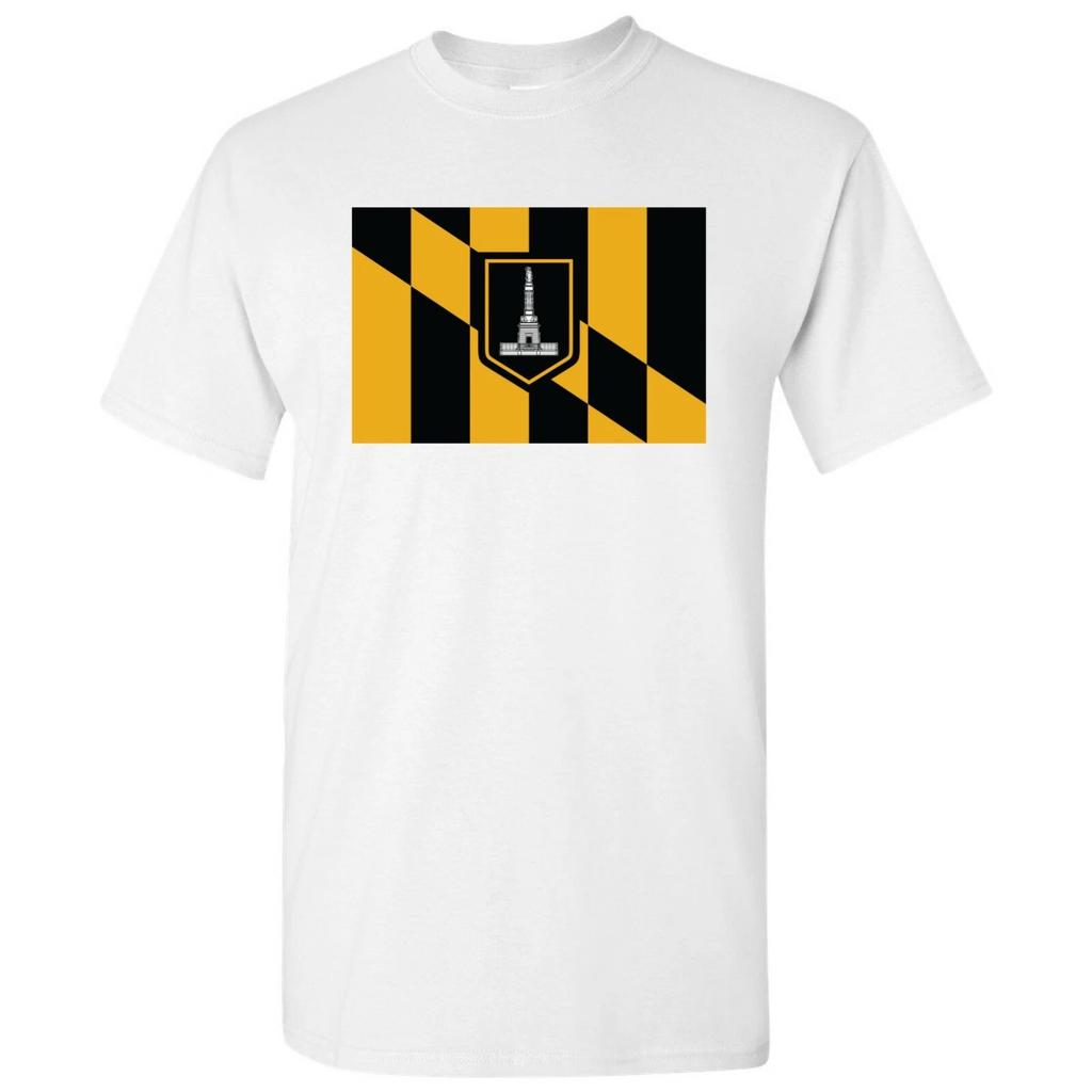 Baltimore US City Flag - Sports Team Hometown Pride Basic Cotton T-Shirt - White