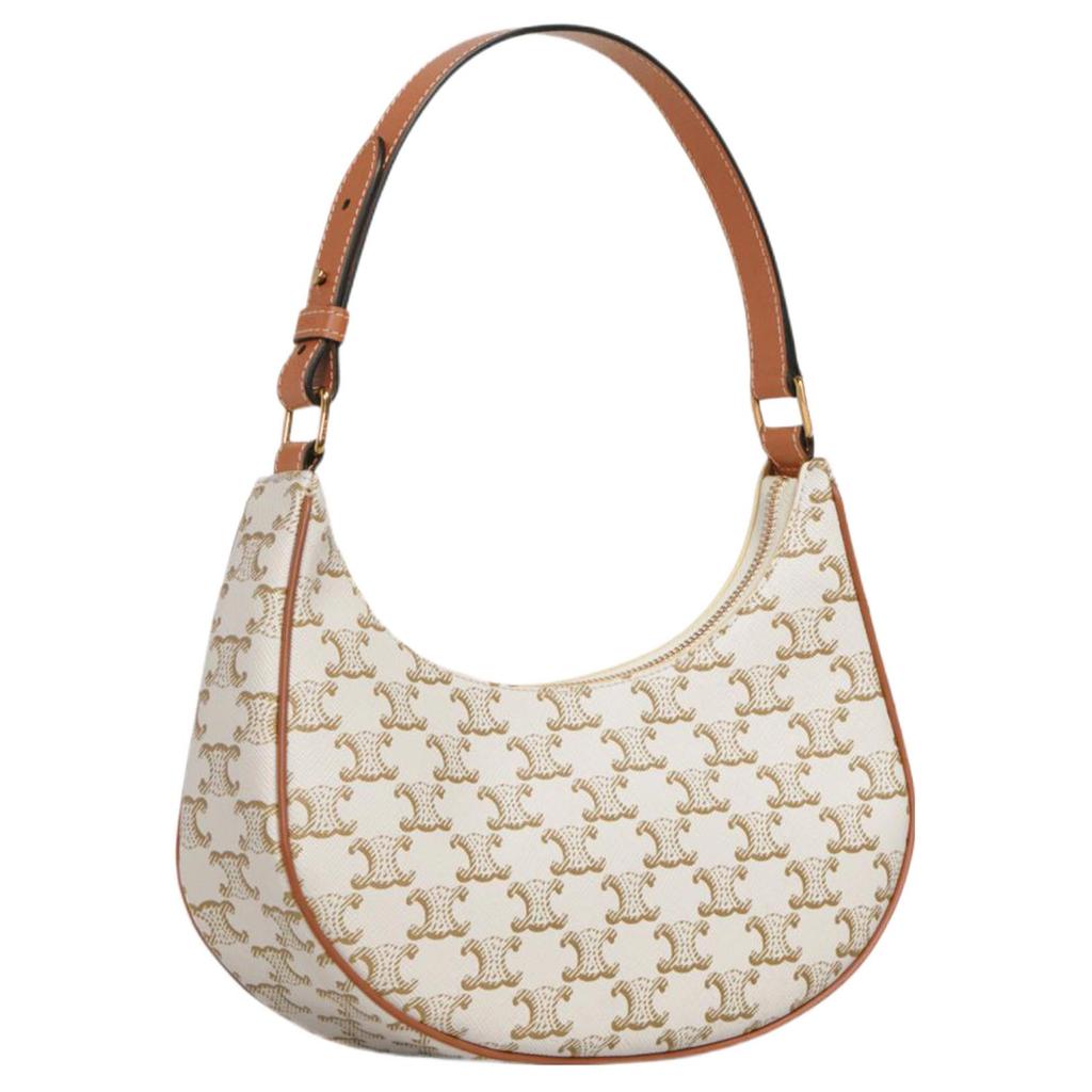 Celine Ava Classic Monogram Print Adjustable Shoulder Strap Leather Underarm Shoulder Bag Women Shoulder Bag Candy-Color White 193952BZJ-01BC