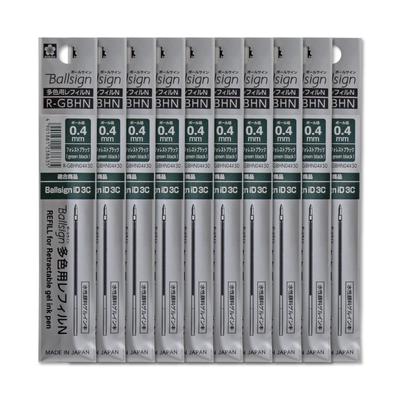 Sakura Ballpoint Pen for Ballsign Forest 10 Cray-Pas Refills, Multicolor, iD3C, 0.4mm, Black, Refills, R-GBHN04#30(10)