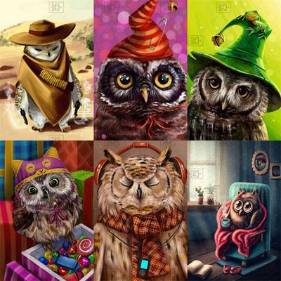 5D DIY Diamond Painting Magic Hat Owl Diamond Embroidery Cross Stitch Kit Full Rhinestone Mosaic Home Decor