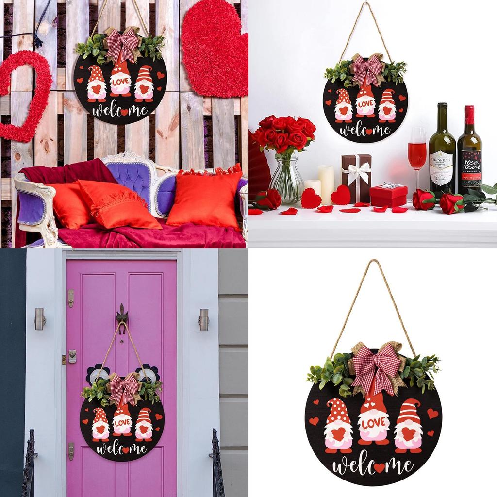 Charming Mothers Day Love Gnome Welcome Plaque Featuring Red Bow And Heart Motif