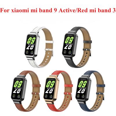 Strap Case Protector für Redmi Smart Band 3 Lederarmband Armband für Xiaomi Smart Band 9 Active Metallschutzhülle