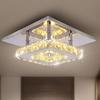 Kleiner LED-Kronleuchter Halbeinbau Kristallbeleuchtung Moderne Deckenkristalllampe für Schlafzimmer Esszimmer Flur (Warm)