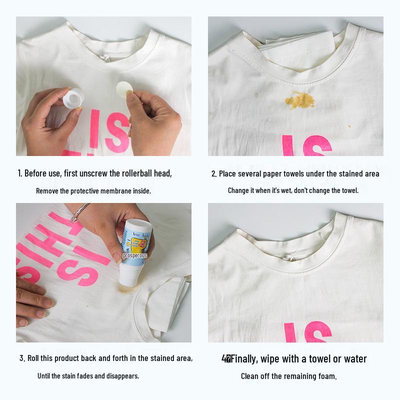 Oil Stain Remover Rollerball Pen – No-Wash Cleaner for White Clothes, Removes Oily Stains and Spots