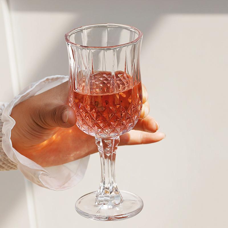 155ml/160ml Retro Engraved Cocktail Glass Beverage Cup Diamond Red Wine Glass Transparent Drinkware Champagne Sweet Wine Glasses