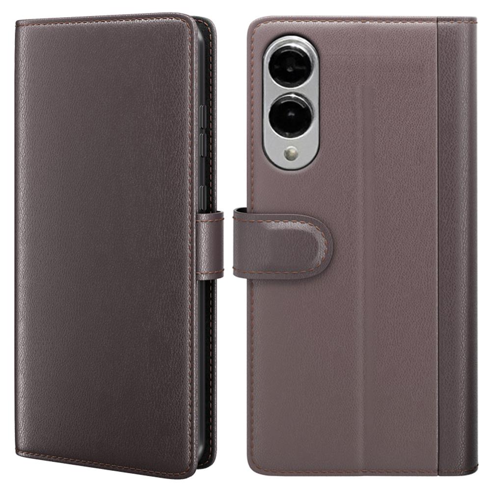 For Samsung Galaxy S25 Edge Case Genuine Split Leather Phone Cover with Wallet Stand