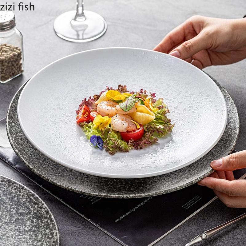 Creative High Foot Ceramic Plate Restaurant Salad Plate Dessert Dish Steak Plate Sushi Dish Molecular Cuisine Featured Tableware
