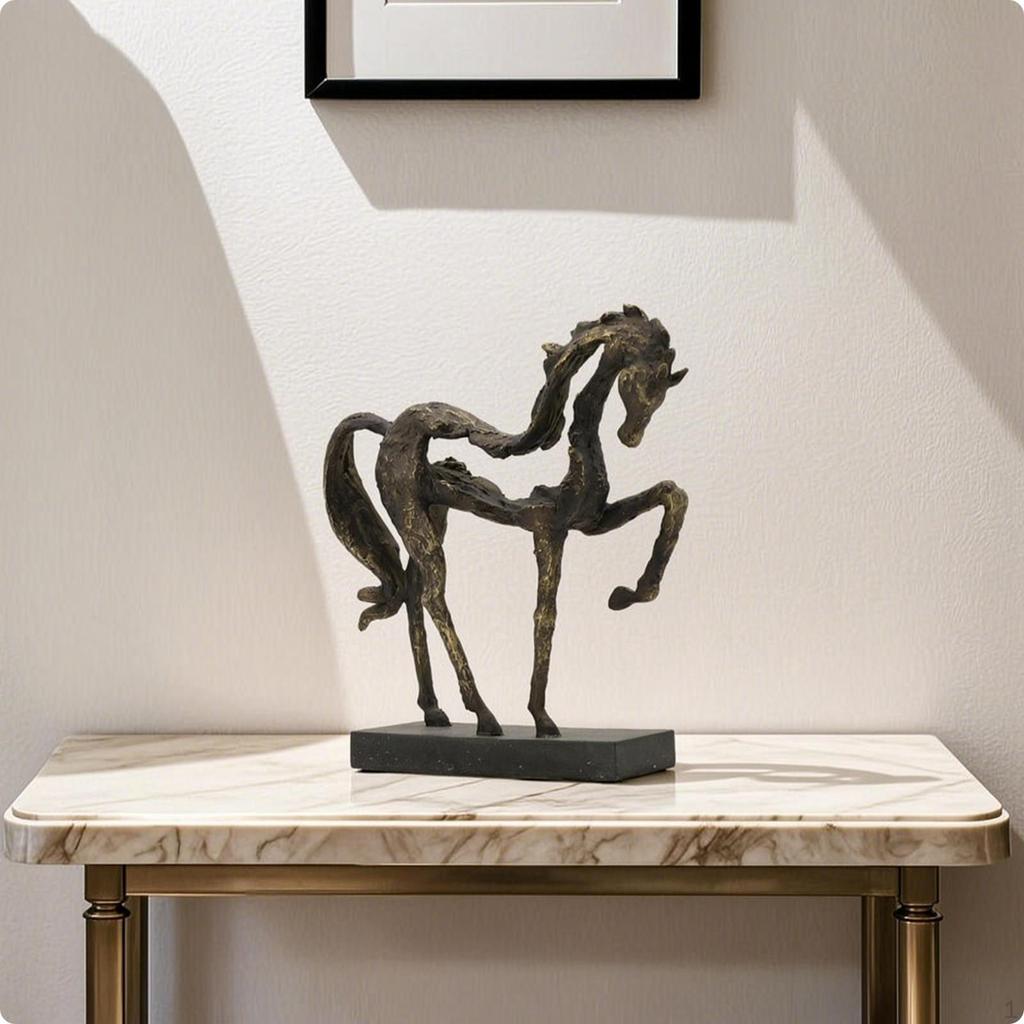 Pferdeskulptur mit Sockel Antik-Bronze Aufbäumende Statue Handgefertigt für Reiter,