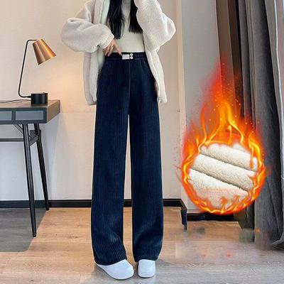 Broeken Dames Verdikt Lamsvacht Wijde Pijpen Broek Plus Fluweel Dames Herfst Winter Mode Losse Broek Kasjmier Casual Broek