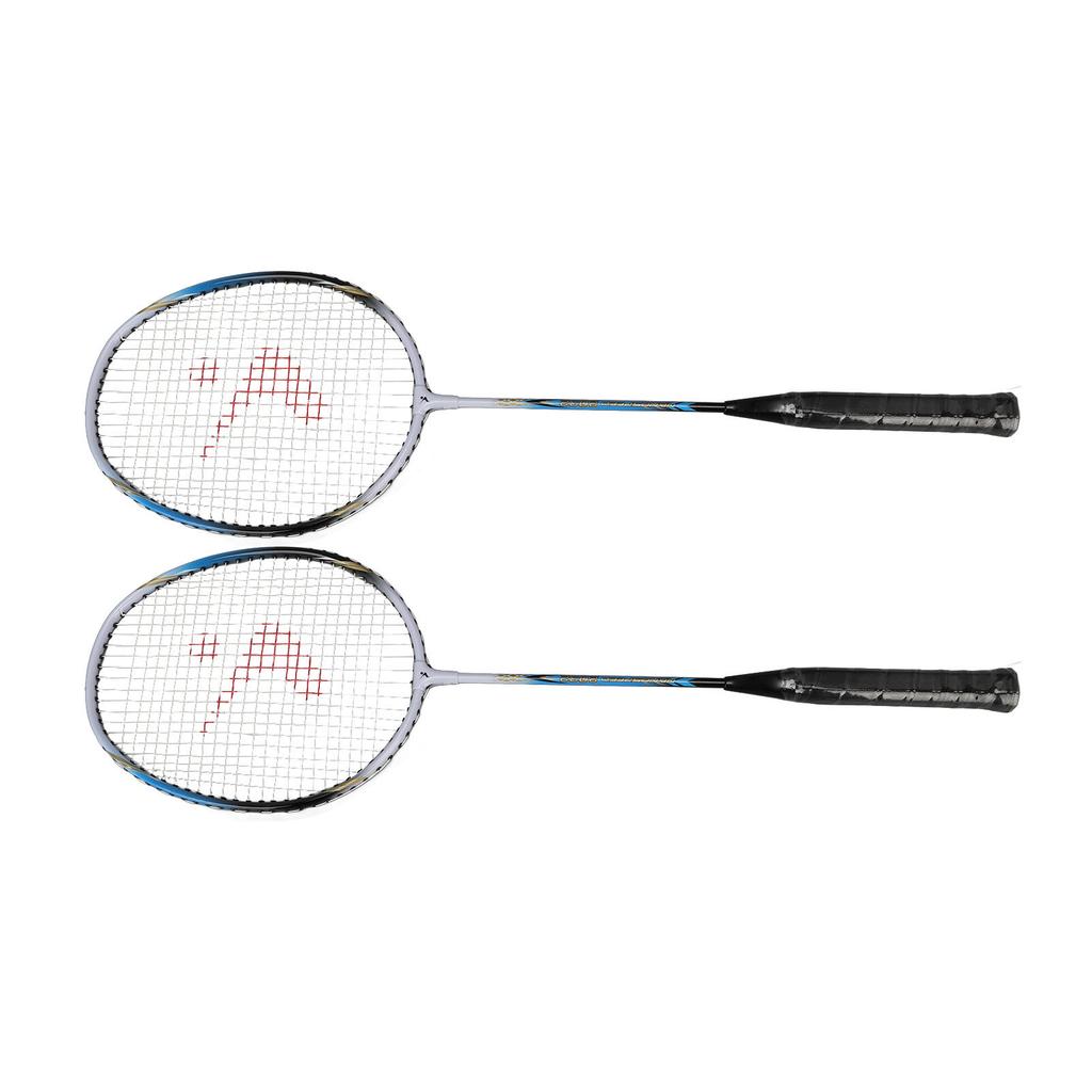 1 Pair Blue Badminton Racket Set Aluminum Alloy Comfortable Hand Grip Non Slip Badminton Racquet Kit