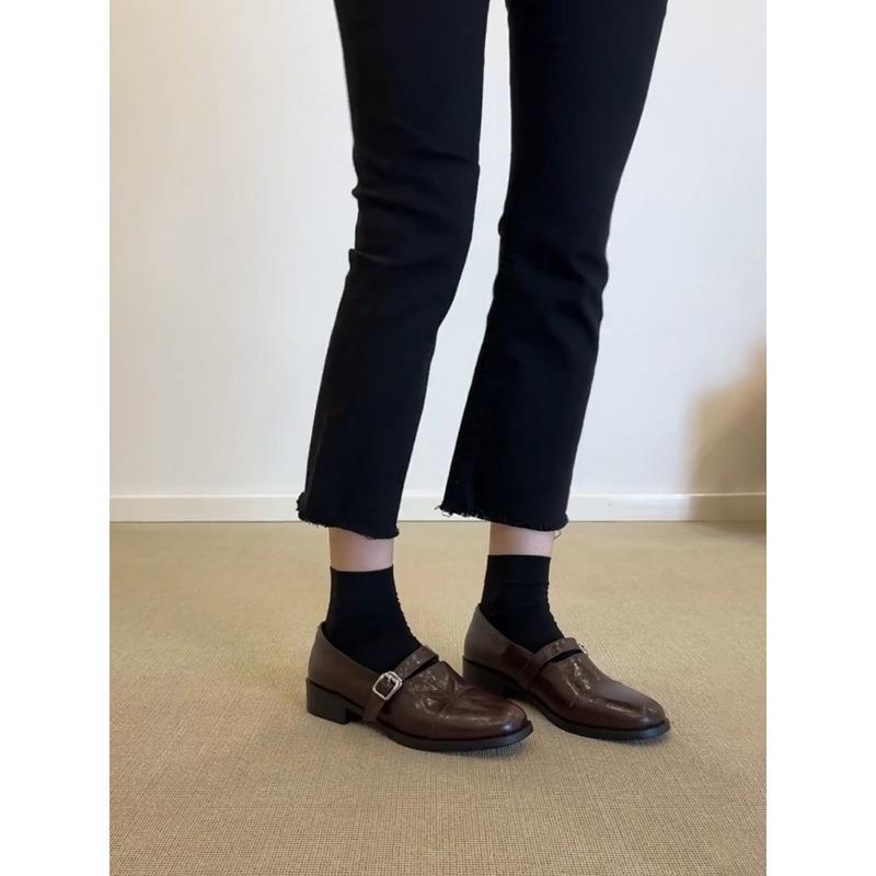 

Стиль~ Ретро минималистичный стиль круглый носок флис маленькие кожаные туфли женские ремешок Мэри Джейн одинарные туфли толстый каблук 40 коричневый