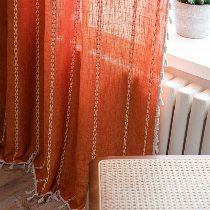 Luxuriöse gestreifte Handwerker-Vorhänge - Smaragd & Elfenbein Handbestickte Volant Transparenter Leinen für Gourmet-Küchen & Architektonische Erkerfenster