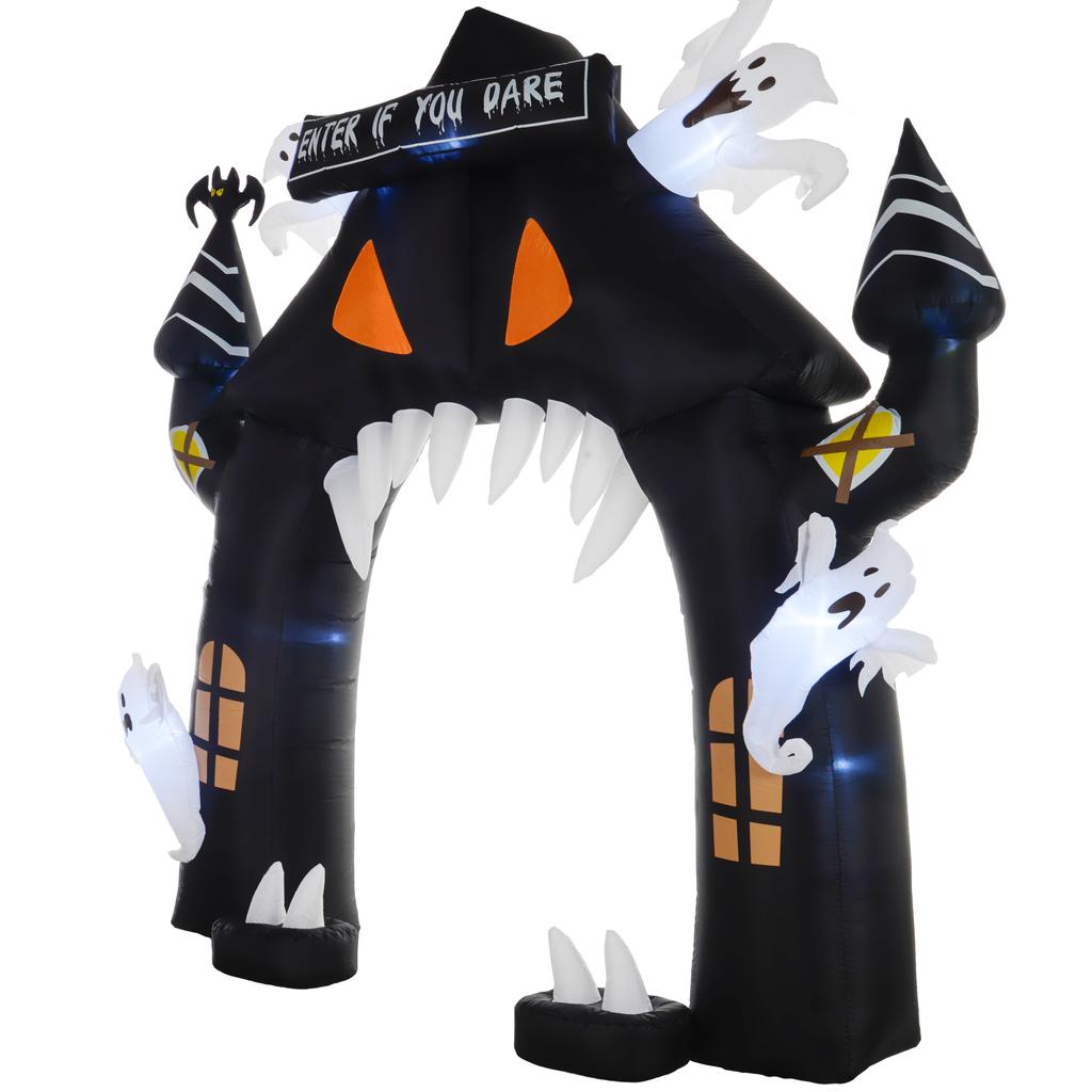 Inflatable Halloween Archway, 4 Ghosts, LED Lights, Waterproof, 300 x 76 x 300 cm