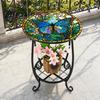 Mesa Lateral Externa Talos, Redonda Pequena Mosaico Pássaro Borboleta Acento de Pátio, Mesa de Apoio para Plantas Café Chá Interna para Quintal Varanda Jardim Sala de Estar, Quarto