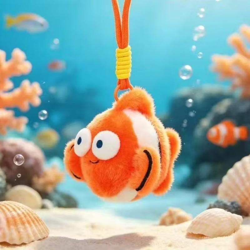 Adorable Marine Animal Plush Keychain: Crab, Lobster, Jellyfish, Shark Bag Charm Souvenir