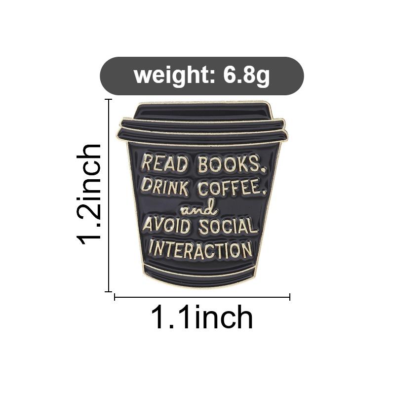 Read Books Drink Coffee Enamel Pins Avoid Social Interaction Brooch Lapel Badge Jewelry Accessory Gifts For Girls Friends
