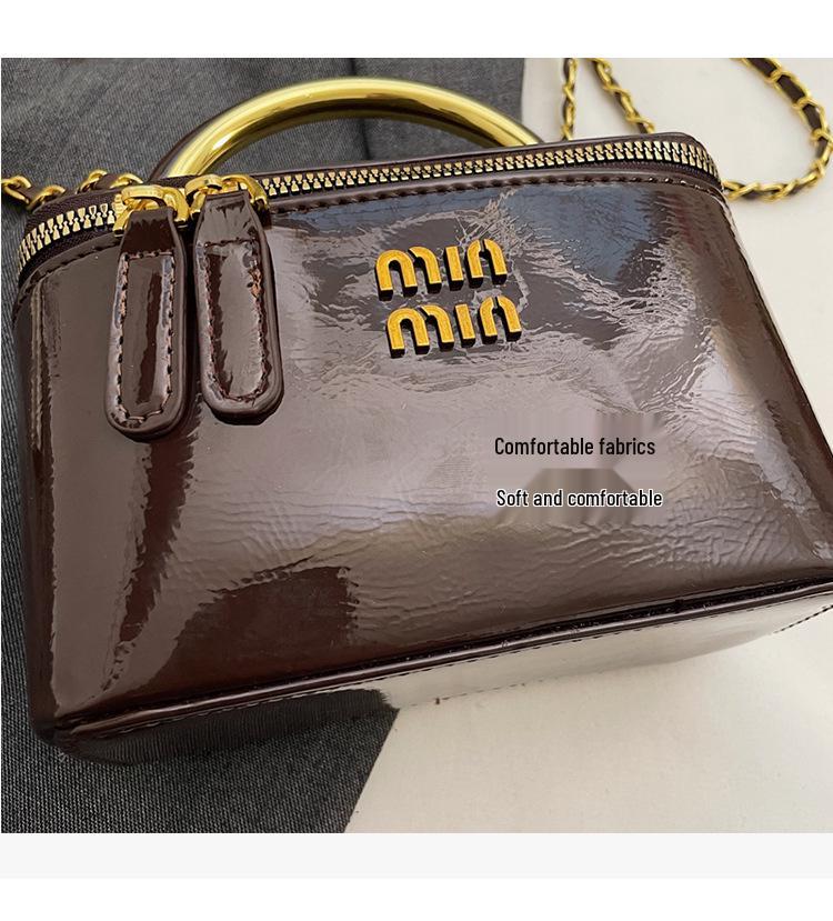 Vintažinė Miu maža kvadratinė grandinėlės rankinė - moteriška kasdienio stiliaus rankinė per petį ir crossbody