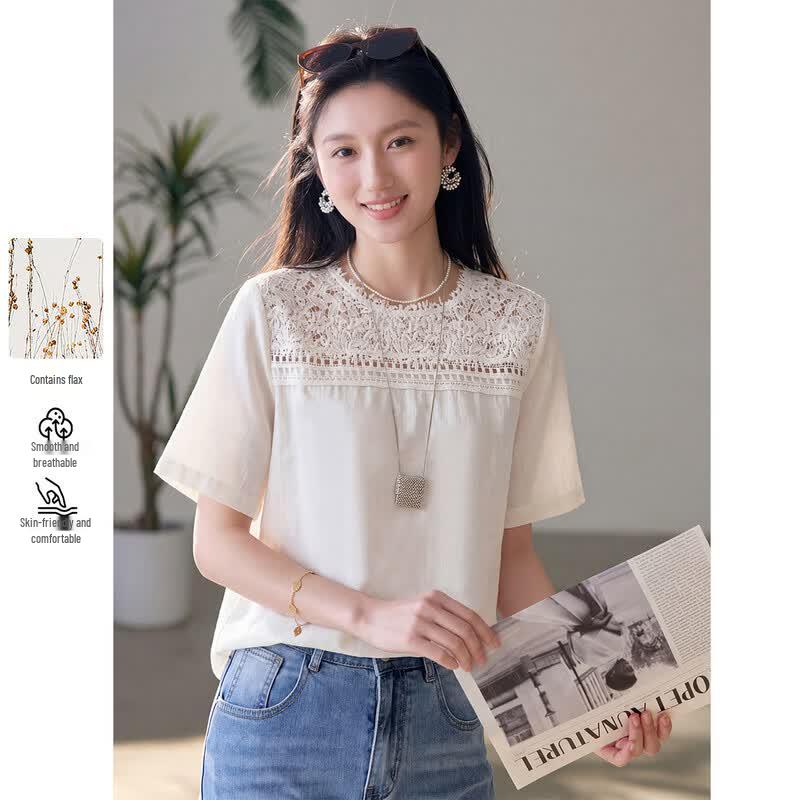

Heavy-duty Lace Short-sleeve Top M