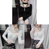 Tshirt For Women Spring Oversize Mesh Panel Stand Collar Embroidered Sleeveless Casual