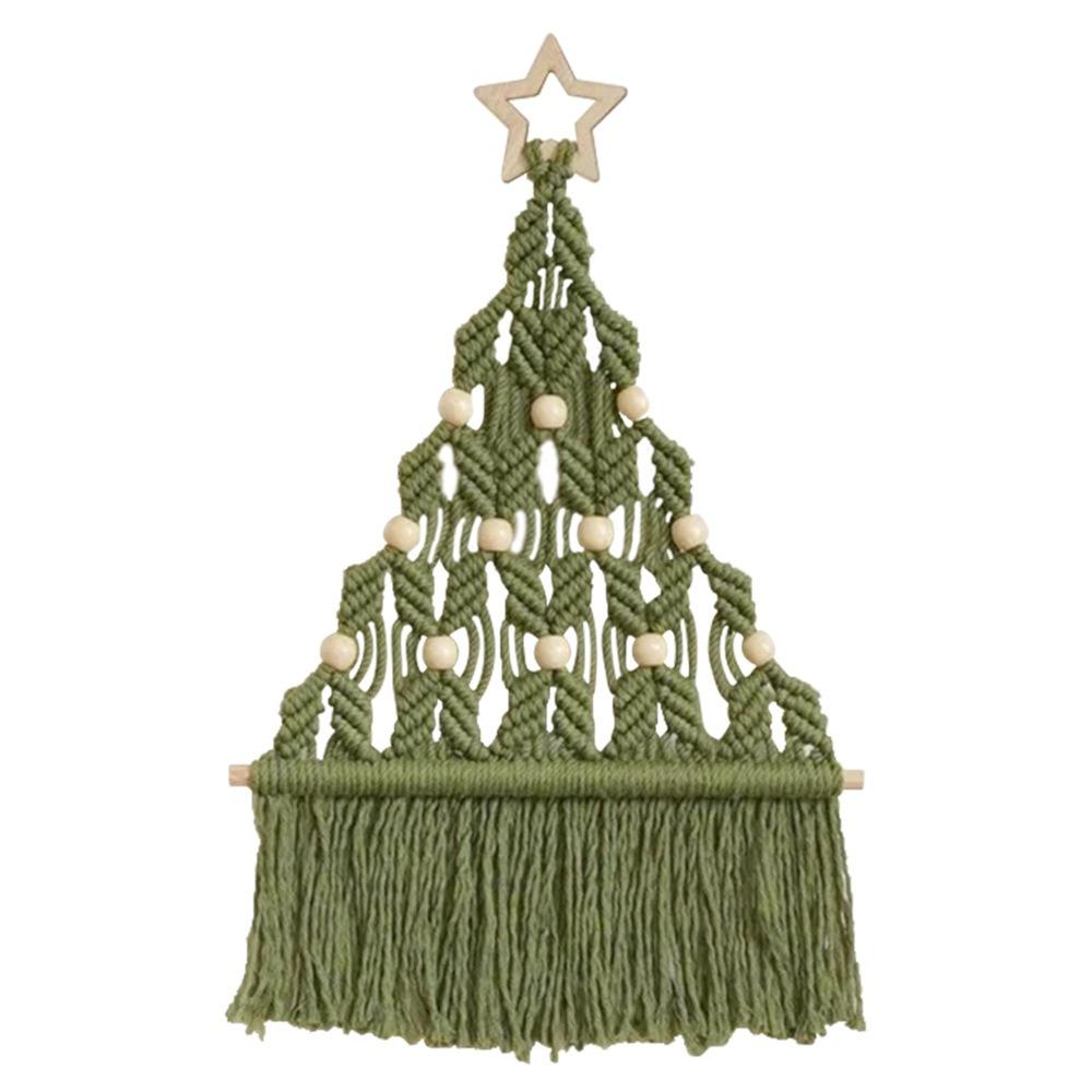 Tassel Christmas Tree Macrame Tapestry Woven Cotton Rope Tapestry Wall Hanging Pendant  Girls