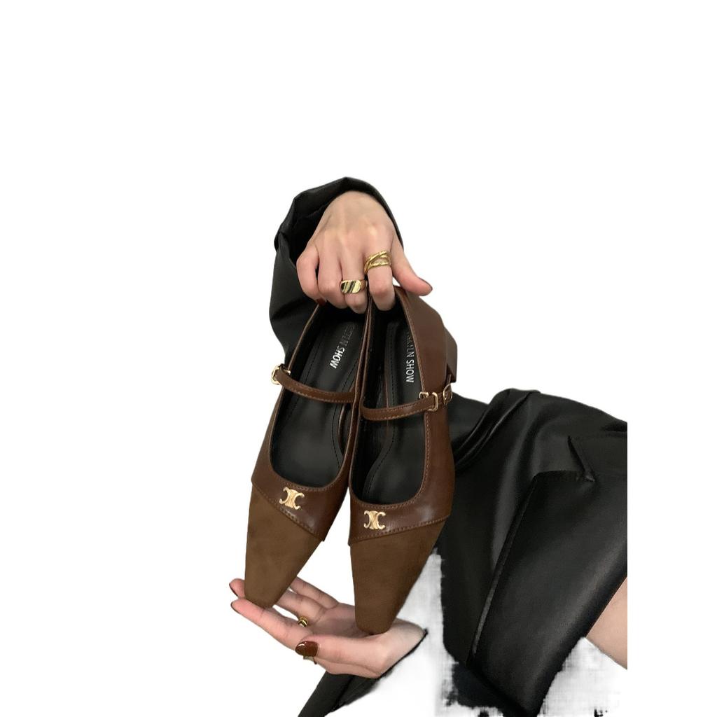 Retro Thick Heel Evening Mary Jane Shoes Small Fragrant Women's Shoes Autumn and Winter Single Shoes French Splicing Fairy Temperament High Heels
