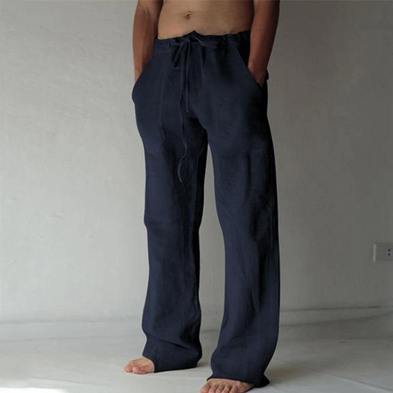 New Men's Trousers Hemp Casual Solid Color Thin Linen Men's Trousers Spot