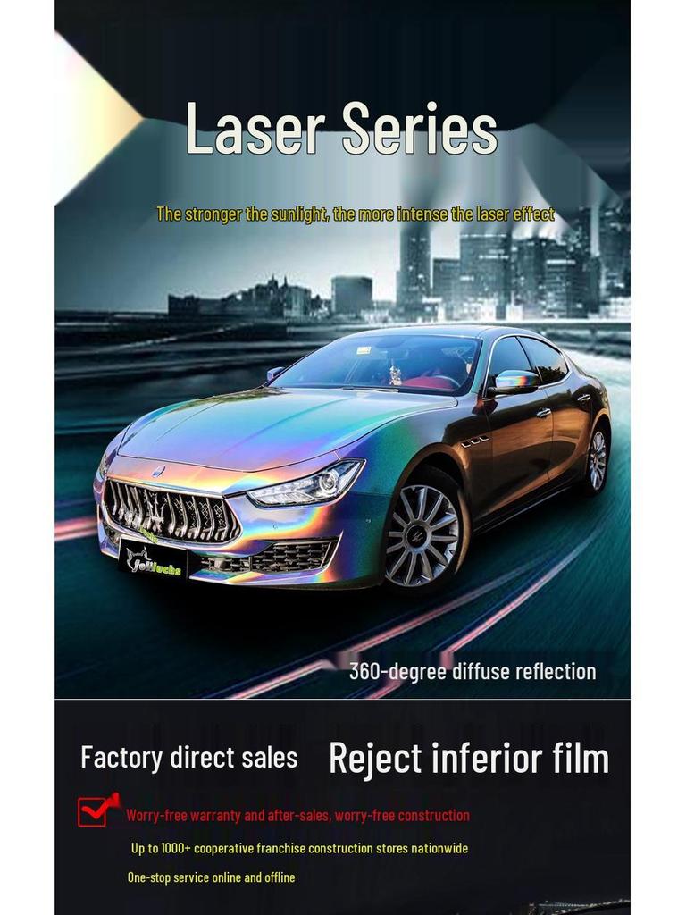 Laser Color Change Film: 7-Color Pearlescent Wrap for Full Car In White, Gray, or Black