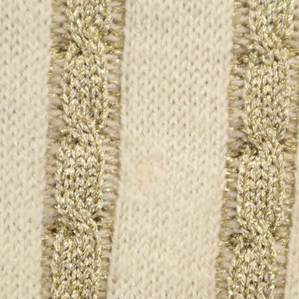 Yves Saint Laurent 90s Old Striped Pattern Long Sleeve Sweater Beige Knit Women Used