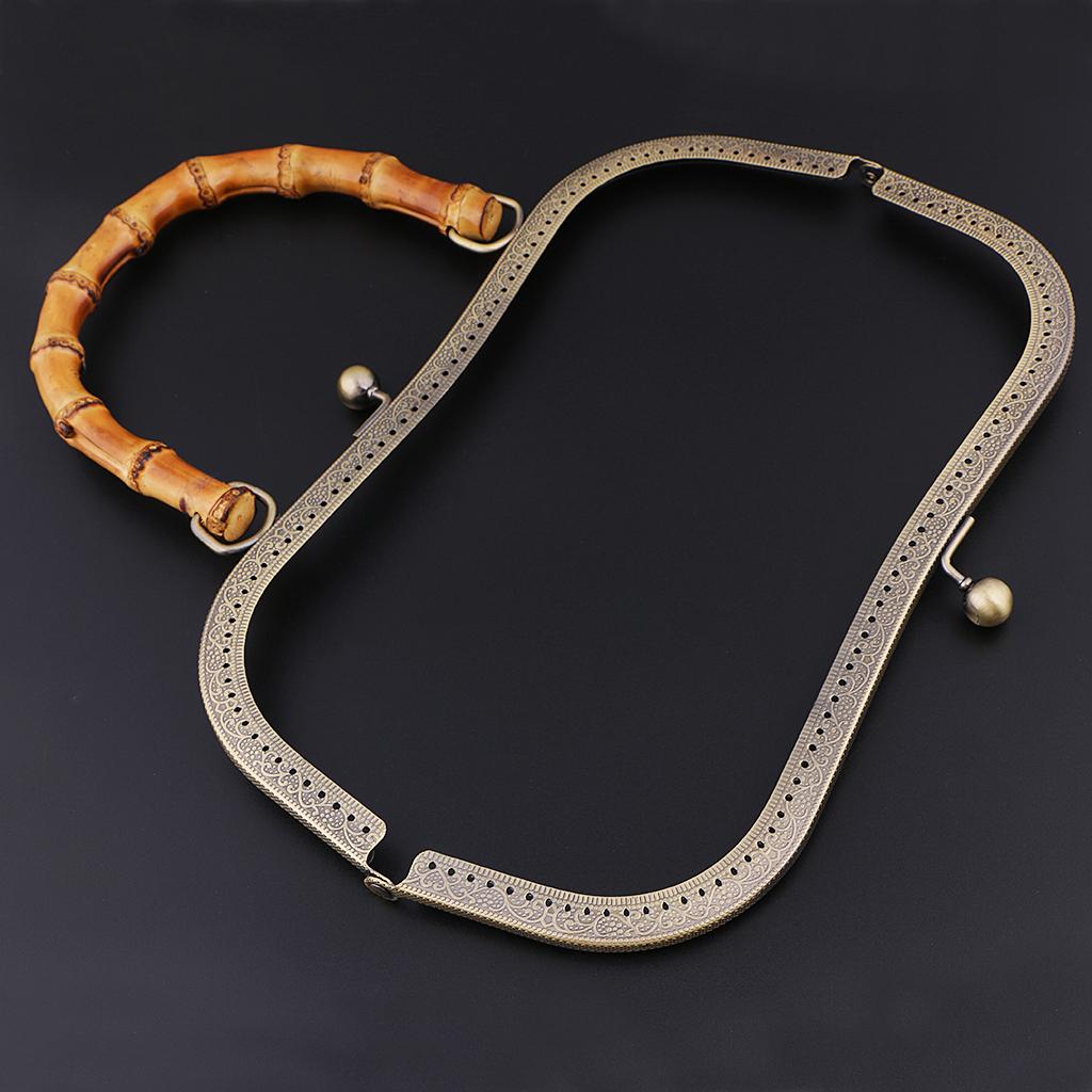 Sewing Craft Metal Purse Frame Iron Bamboo Handle Kiss Clasp Lock for Handmade Bag and DIY Purse Supplies
