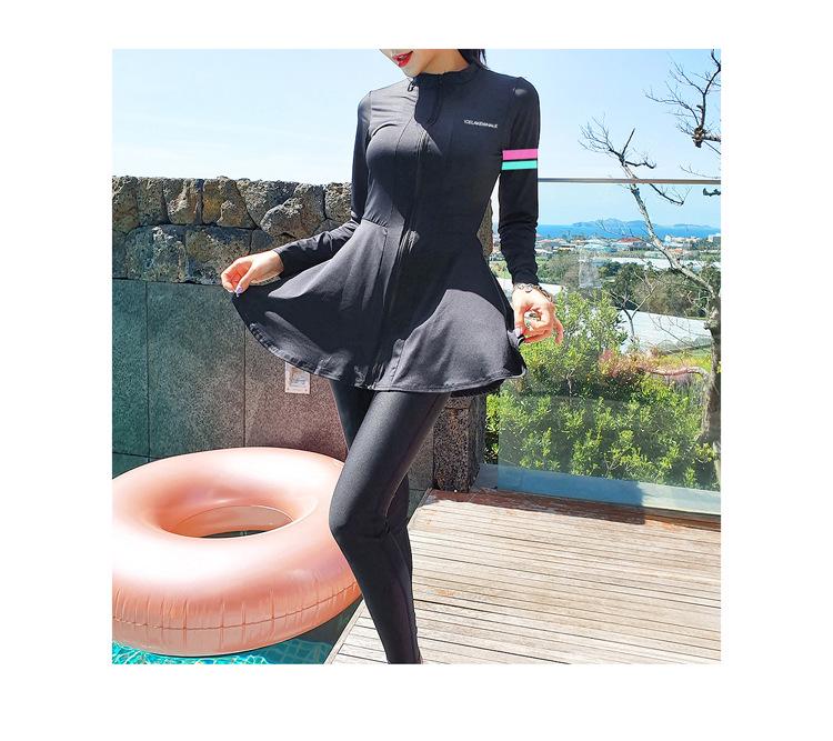 New Plus Size Conservative Long Sleeve Swimwear: Slimming, Belly-Concealing, Sun Protection, Student Sport Style, Diving Suit.