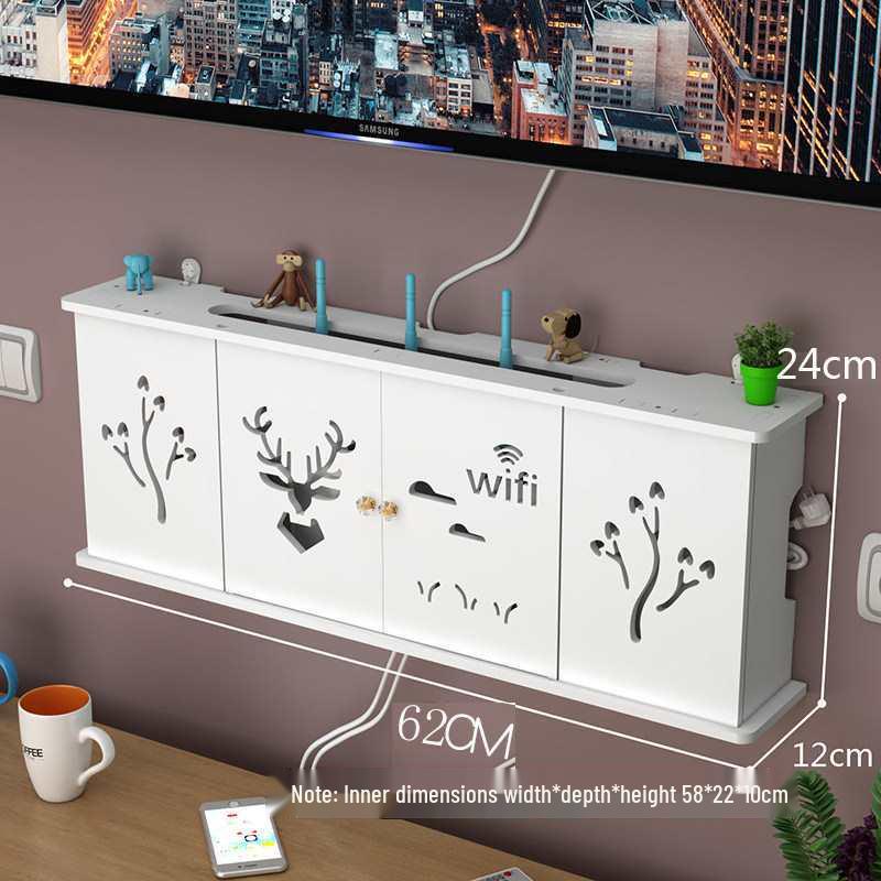 Wall-Mounted No-Drill WiFi Router and TV Set-Top Box Shelf for Living Room/Bedroom