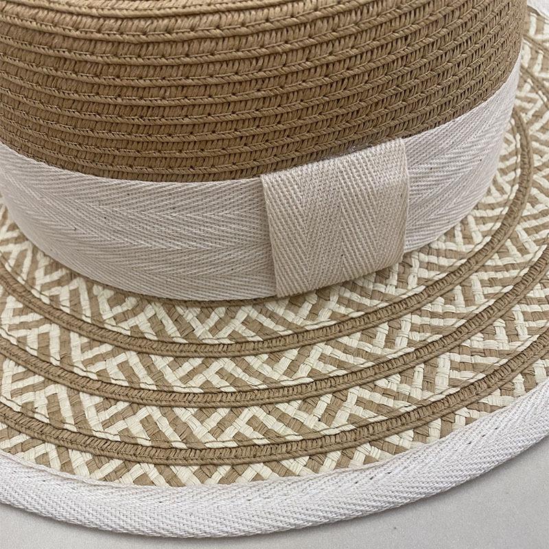 Dell Le European And American Retro Flat-Top Straw Hat Mixed Color Straw Top Hat Niche Fashion Summer Outing Sun Hat