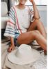 2024 Spring/Summer Women's Bell Sleeve Colorblock Sweater - European/American Fashion Vertical Stripe Knit Top