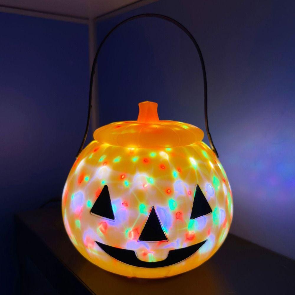 Seasonal Triangle Eye Halloween Pumpkin Jar Portable Holiday Toy Pumpkin Bucket Jack-O-Lantern Home Decor