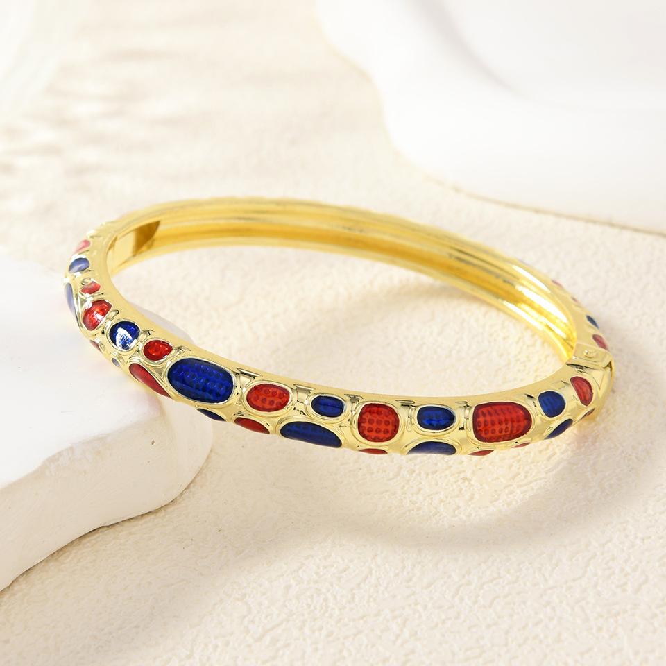 Painted Enamel Oil Dripping Open Bracelet