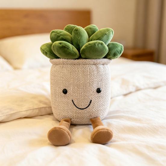 Plush Potted Plant Decor Cute Soft Artificial Plant Doll for Living Room Bedroom Office,Realistic Bonsai Ornament Creative Gift for Plant Lovers