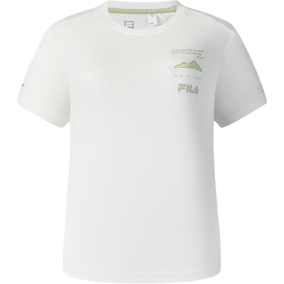 

Fila Explorer Вязаная Свободная Профессиональная Спортивная Футболка с Коротким Рукавом Женские Топы Белоснежная A11W527113F-WT L