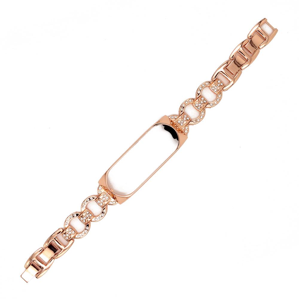 Link Wristband Strap for Xiaomi Mi Band 3 4 5 6 7 Watchband Metal Miband 8 Bracelet Replacement Bling Smartwatch Accessories