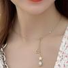 Dior CD Pearl Decorated Luxury Fashion Crystal Necklace Women necklace Gold N0858SYDCY-D301