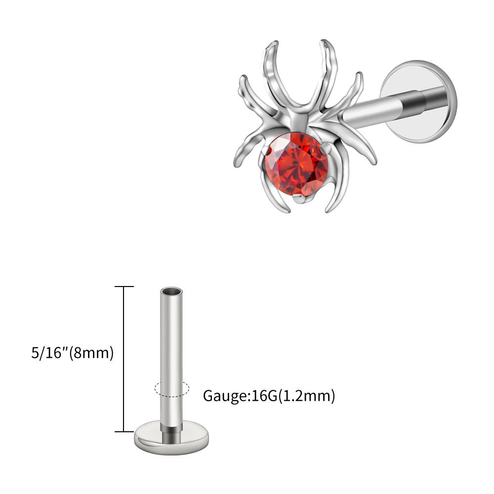Right Grand ASTM F136 Titanium 16G CZ Spider Cartilage Earring Animal Spider Helix Tragus Lobe Stud Halloween Piercing Jewelry