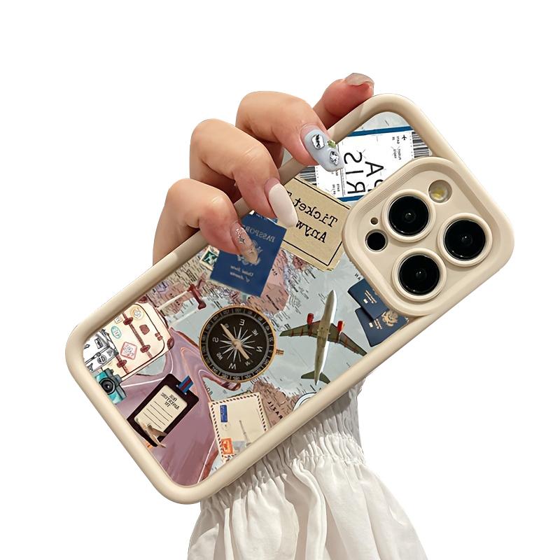 Vintage Travel Collage with Ticket To Anywhere Art Phone Case for iPhone 17 16 15 14 13 12 11 Series Pro Max Plus