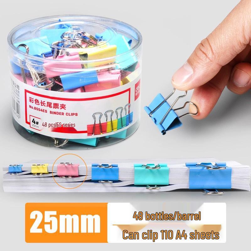 Deli Color Swallowtail Document Clips for 1-6# - Large, Medium, Small Iron Clips