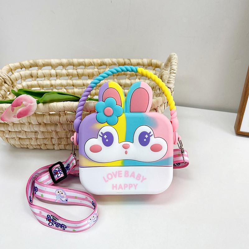 Entzückender Regenbogen-Cartoon-Silikon-Kinderrucksack mit 3D-Kaninchenlächeln und stilvollem Design