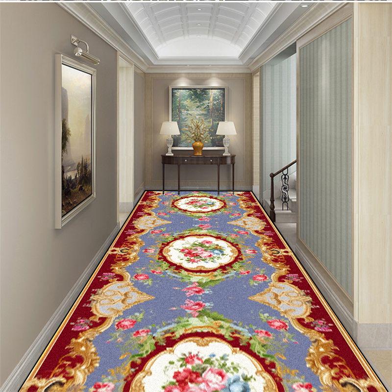 Luxuriöser langer Flurteppich Rutschfest Treppenhaus Flur Europäische Dekoration Läuferteppich Waschbar Gang Küchenmatte Anpassbar